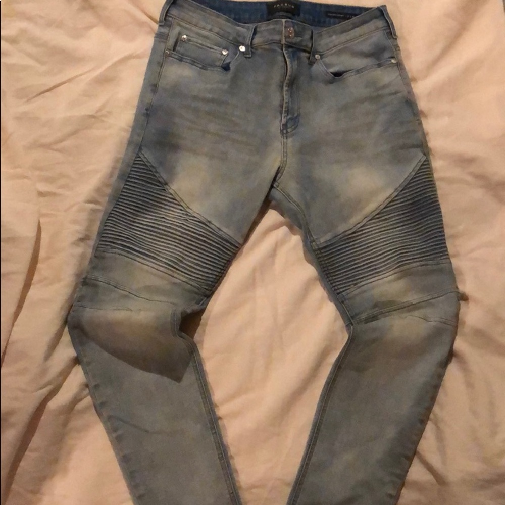 Pacsun Biker Denim Light Wash 34/32 Stacked Skinny